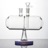 7 Zoll große Glasbongs 3 Farben Wasserpfeifen Infinity Wasserfall Grün Lila Klare Wasserpfeifen Umkehrbare Schwerkraft Trockenes Kräuteröl Dab Rigs 14mm Gelenk mit Schüssel XL2061