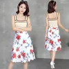 Signe 2022 Summer Women Chiffon Stampa floreale Gonna casual Gonna casual Vintage Elegante Bodycon Midi Saia