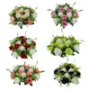 Decoratieve bloemen Bunch/bundel van 14 kunstmatige rozendecoratie ornamenten DIY 35 cm bloemen arrangement voor bruiloft binnenfestival