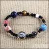 Beaded Strands Adjustable Universe Galaxy The Nine Planets Star Natural Stone Bead Bracelets Solar System Elastic Bracelet For Women Dhjca