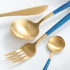 Dinnerware Sets 304 Stainless Steel Set Blue Plating Gold Western Dining Knife Spoon Cutlery Wedding Tableware Kitchen Tools