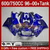 Fairings Tank för Suzuki Srad GSXR 600 750 CC 600cc 750cc 96-00 Body 156no.6 GSXR750 GSXR-600 GSXR600 96 97 98 99 00 GSX-R750 1996 1997 1998 1999 2000 Fairing Glossy Blue