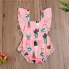 Rompers 2021 Summer Fashion Baby Girls Clothing Bodysuits Cactus Print ärmlös bomullsknapp Jumpsuits J220922