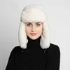 Beralar Rus kadın kışlık sıcak bombacı faux kürk şapkaları katı kayak kapakları bayanlar açık termal termal felmal yumuşak ushanka şapka kulaklarla