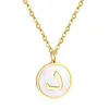 سلاسل ASONSTEEL WHITE Shell Gold Gold Letter Fashion Netlace Netlace Stainless Steel ALPHABET RINCHIN