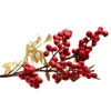 Decorative Flowers Christmas Decor Artificial Foam Beain Flower Branches Red Berries For Wedding Decoration DIY Home Tabletop Fake
