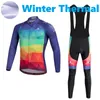 2024 Pro Mens Triangle Blocks Winter Cycling Jersey Set Long Sleeve Mountain Bike Cycling Clothing Breathable MTB Bicycle Clothes Wear Suit B35