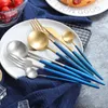 Dinnerware Sets 304 Stainless Steel Set Blue Plating Gold Western Dining Knife Spoon Cutlery Wedding Tableware Kitchen Tools