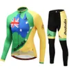 2024 Pro Mens Australia Winter Cycling Jersey Set Long Sleeve Mountain Bike Cycling Clothing Breattable Mtb Bicycle Clothes Wear Suit B35