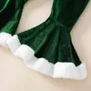 Rompers yenidoğan kız bebek Noel tulum peluş dikiş uzun kollu yuvarlak boyun gevşek tulum kemeri kürk top şapka j220922