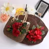 Evening Bags Women Straw Totes Hat Set Vintage Beach Fashion Summer Floral And Handmade Flower For Travel Holiday