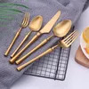 Dedanken Sets 30 stks Gold Flatare 304 Roestvrij staal Matte bestek Set Dinner Knife Fruit Vork Koffie Lepel Keukentafel