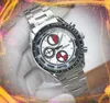 Six Stiches quartz mens horloge montres chronomètre 41mm fine ceinture en acier inoxydable président de course de sport suisse Montres-bracelets classiques Table rétro vintage