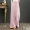 Женские брюки Capris Lucyever Summer Cotton Linen for Women Vintage Loose Basic High Taiste Bloys Bloys White Pink Casual Long 5xl 220922