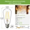 Dimmable vintage LED Edison Bulbs 60 wat równoważny E26 zamiennik światła żarowy 800 lm Wysoka jasność 2700K ST58 Antyczne żarówki żarówki ETL Wymienione
