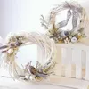 Decoratieve bloemen 10-30 cm Kerstmis rattan ring witte bruiloft kransen slinger hangende krans vieze wijnstok ornamenten xmas feestdecoraties