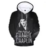 Moletons masculinos Charlie Chaplin 3D Capuz de moletons de capuz masculino Mulheres Moda Pullover casual Harajuku Streetwea Men-Pullovers