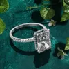 Pierścienie klastrowe Projekt prostokątny D Kolor stworzony luksusowy ślub 925 srebrna biżuteria hurtowa 220922