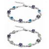 Pulseira shunxunze charme bracelets de casamento de natal para mulheres presentes roxos zirconia cúbica e opala azul branca rodium rated r4048 r4049