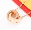 Luxury Necklace Designer Love Necklace Screw Diamonds B7212300 Plated Yellow Rose Gold Circle Charms hängsmycken Kvinnliga halsband Cjeweler E23