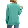 Women's T Shirts Stripped For Women Womens Long Sleeve Top Round Neck Pleated Solid Color Shirt Thick