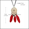 Pendant Necklaces Sliver Hollow Dream Catcher Tassel Pendant Necklace For Women Elegant Red Black Feather Bohemian Style Jewelry Gift Dhfol