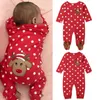 Footies Winter born Pagliaccetto natalizio Toddler Kids Boy Girl Xmas Deer Stampato a maniche lunghe Tuta Abiti per 0-24M 220922