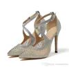 Plus size 35 to 40 41 42 silver rhinestone meshy cross strap stiletto heel dress shoes bridal wedding shoes