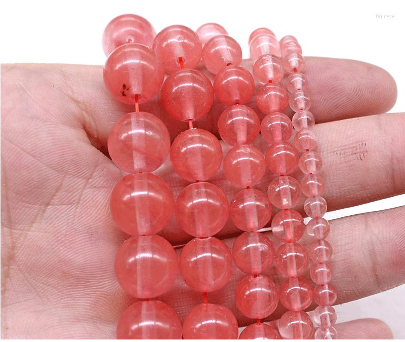Cuentas de sandía natural Piedra roja 4 6 8 10 12 mm Cristal redondo suelto para accesorios de pulsera de joyas que hacen bricolaje