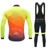2024 Pro Mens Fluorescence Jersey de cyclisme d'hiver jaune Ensemble de vélo de montagne à manches longues Vêtements de vélo respirant