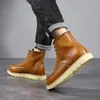 Boots Men Spring Winter Casual Shoes Round Toe Genuine Leather Work Ankle Vintage Military Motorcycle Snow Warm Big Size