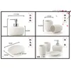 Bath Accessory Set Creative Bathroom Four-piece White Embossed Pattern Accessorie Lotion Bottle Soap Dish Mouthwash Cup Tray With Gift Box