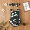 Rompers 2022 Baby zomerkleding pasgeboren babymeisje kleren camouflage mouwloze jumpsuit bodysuit hoofdband 2 -delige outfits J220922