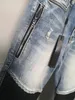 Jeans firmati Slim Fit Jeans blu lavati con cerniera Toppa in pelle da uomo Pantaloni jeans comodi elasticizzati skinny effetto consumato Taglia classica 28-40