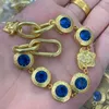 Fashion Designer Blue Resin Crystal Collane Bracciale Erancings Set Banshee Head Ritrat 18K Gold Birthdated Birthdated Birthing Regali di fidanzamento MS1-034240089