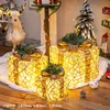 Décorations de Noël 152025cm 3pcsset Décoration Coffret Cadeau Arbre Ornements Lumineux Fer Art Maison En Plein Air 220922