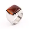 8/9/10/11/12/13 Stainless Steel Men Women Ring Black White Red Tiger Eye Color Agate Stone Vintage Punk FingerJewelry Waterproof Never Fade Male Gift Accessory