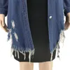 Dames s plus size bovenkleding jassen straatkleding modejack 4xl 5xl vest koeig pocket gescheurde sexy denim trench jas groothandel druppel 220922