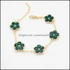 L￤nkkedja trendig vintage charm kl￶ver armband colorf damer 5 plommon bossom blommor armband smycken f￶r kvinnor droppleverans 2021 Brac D203o