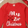 Set di abbigliamento Lovely Baby Boy My First Christmas Letter Pagliaccetto Bambini T-shirt Pantaloni nati Cappello Abiti Ragazza Xmas Set Autunno 2PCS 220922