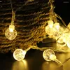 Strängar 1 m-5 m LED-sträng Ljusbubbla bollar Garland för julgranar Festoon bröllopsfest dekoration 9 färger batteri JQ