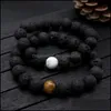 Brins de perles pierre de lave délicat bracelet de perles naturelles pour hommes amant taille réglable Bodhi perles bijoux cadeau livraison directe 2021 Dhim0