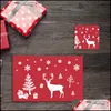 Mats Pads Rectangar 12Pcs Excellent Red Christmas Elk Placemat Style Cup Mat Heat-Resistant For Family Gathering Drop Delivery 2021 Dhovm