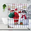 Duschvorhänge Niedliche Weihnachten Schneemann Santa Vintage Zug Winter Wald Landschaft Polyester Stoff Dekor Badezimmer Sets 220922