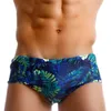 Men's Swimwear Leaf Printed Swimwear Summer Beach Surfing Men Swimming Short Bikini Gay Swimwear Men Sexy Low Waist Swimsuit Short Pants J220913