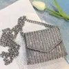 Evening Bags Mini Women Bags Chain Super Sparkling Silver Rhinestones Shoulder Small Square Bag Evening Clutch Bag Luxury Diamonds Handbag T220922