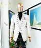 Pink Jacquard Men's Suit For Wedding Groom Tuxedo Stand Collar Formal Party Male Dress Blazer Pants Vest 3 Piece Costume Homme