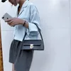HBP 여성 레이디 메신저 백 큰 새로운 패턴 가방 진짜 가죽 숄더백 체인 핸드백 지갑 블루 20335