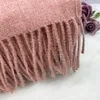 Scarves Winter Scarf Solid Thicker Women Wool Cashmere Neck Head Warm Pashmina Lady Shawls And Wraps Bandana Tassel 220922