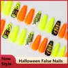 Halloween Faux Ongles Avec Kits Couverture Complète Amovible Ballerine Nail Art Mode Festival Motif Nail Tips